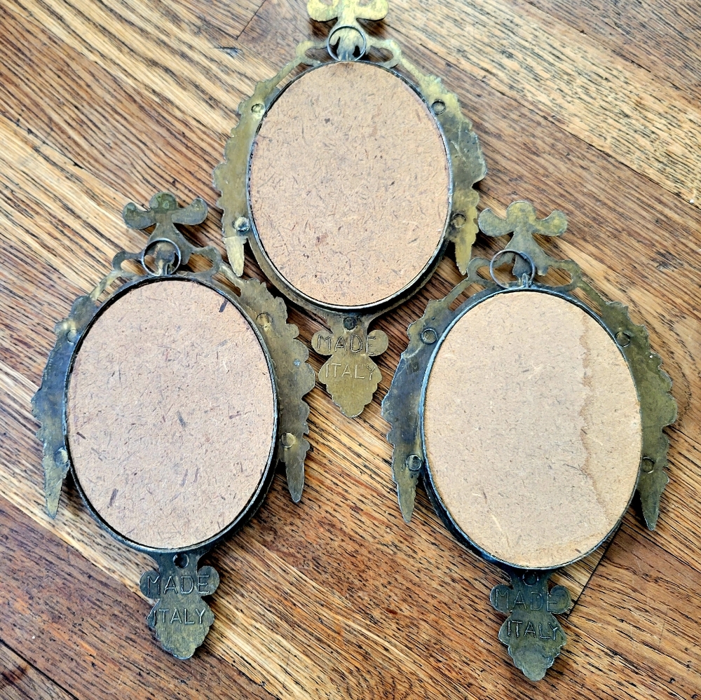 Vintage set of 3 ornate made in Italy brass framed photos - Picture 4 of 7